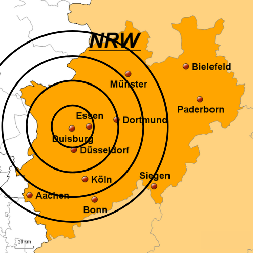 wir arbeiten in ganz Nordrhein-Westfalen
